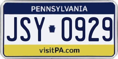 PA license plate JSY0929