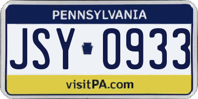 PA license plate JSY0933