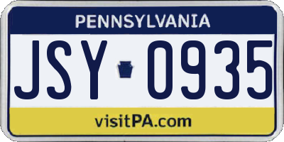 PA license plate JSY0935