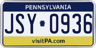 PA license plate JSY0936
