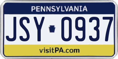 PA license plate JSY0937