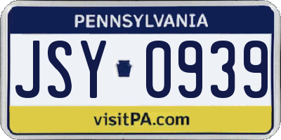 PA license plate JSY0939