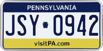 PA license plate JSY0942
