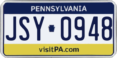 PA license plate JSY0948