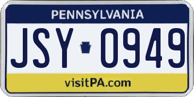PA license plate JSY0949