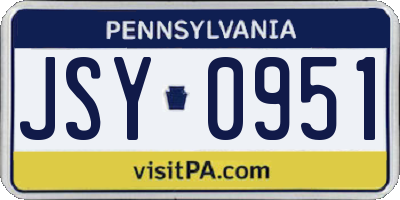 PA license plate JSY0951