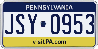 PA license plate JSY0953