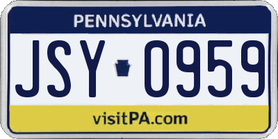 PA license plate JSY0959