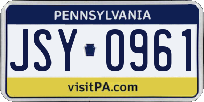 PA license plate JSY0961