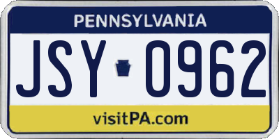 PA license plate JSY0962
