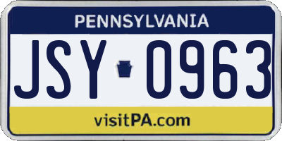 PA license plate JSY0963