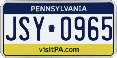 PA license plate JSY0965