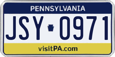 PA license plate JSY0971