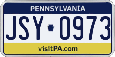 PA license plate JSY0973
