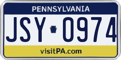 PA license plate JSY0974