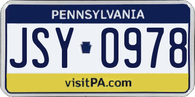 PA license plate JSY0978