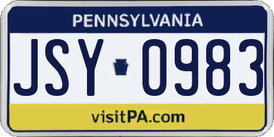 PA license plate JSY0983