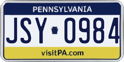 PA license plate JSY0984