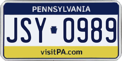 PA license plate JSY0989