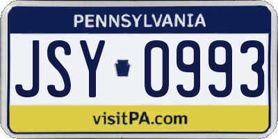PA license plate JSY0993
