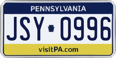 PA license plate JSY0996