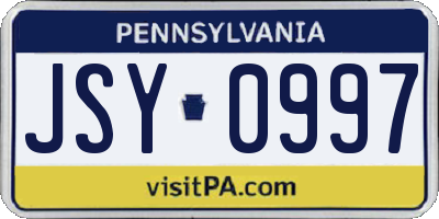 PA license plate JSY0997