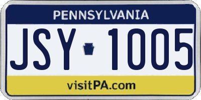 PA license plate JSY1005