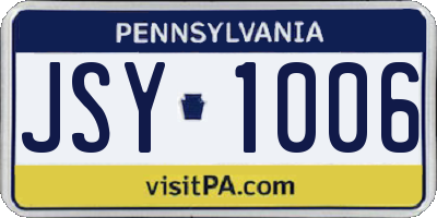 PA license plate JSY1006