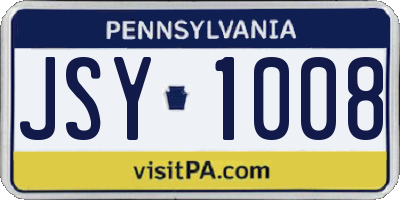 PA license plate JSY1008
