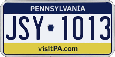 PA license plate JSY1013