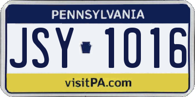 PA license plate JSY1016