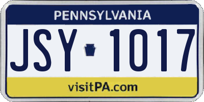 PA license plate JSY1017