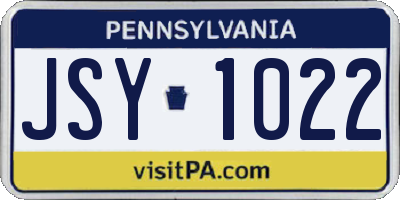 PA license plate JSY1022