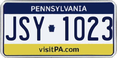 PA license plate JSY1023