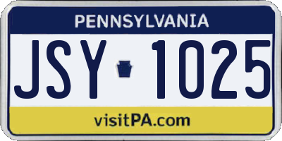 PA license plate JSY1025