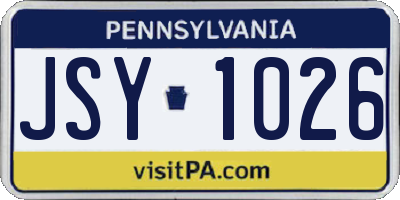 PA license plate JSY1026