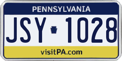PA license plate JSY1028