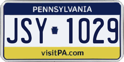 PA license plate JSY1029