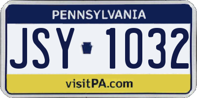 PA license plate JSY1032