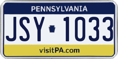 PA license plate JSY1033