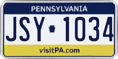 PA license plate JSY1034