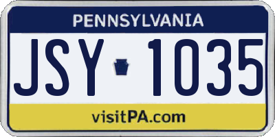 PA license plate JSY1035