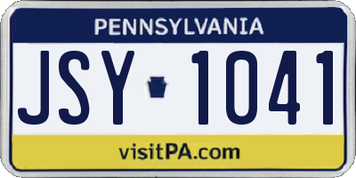 PA license plate JSY1041