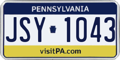PA license plate JSY1043