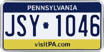 PA license plate JSY1046