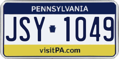 PA license plate JSY1049