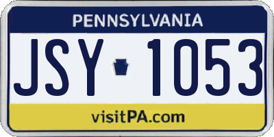 PA license plate JSY1053
