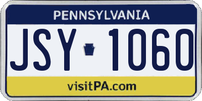 PA license plate JSY1060