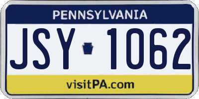 PA license plate JSY1062