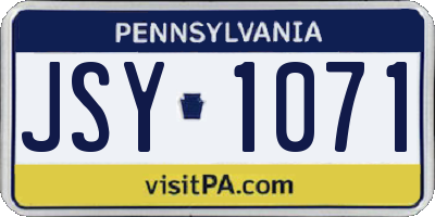 PA license plate JSY1071